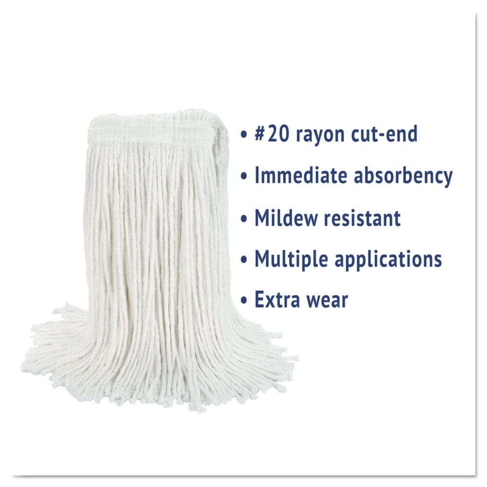 Cut-End Wet Mop Head, Rayon, No. 20, White - Image 8