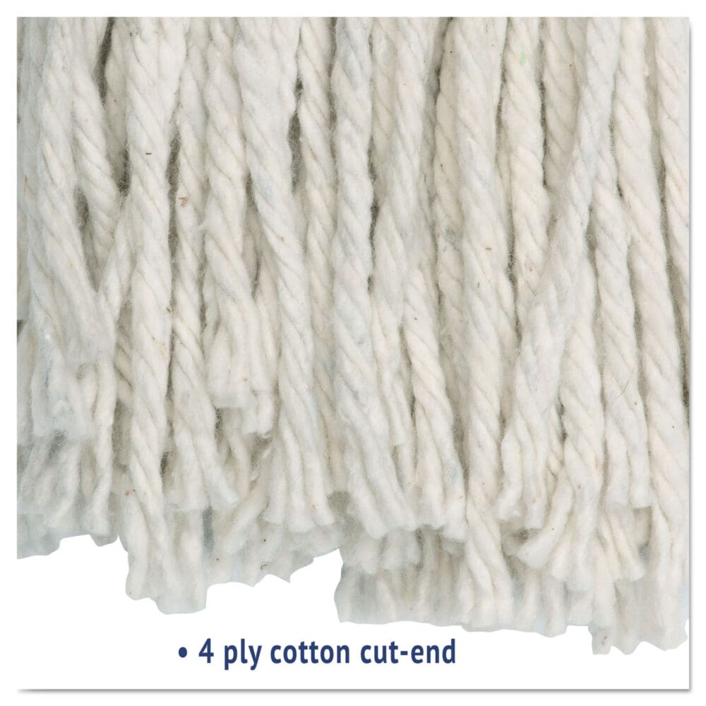 Cut-End Wet Mop Head, Cotton, #16, White, 12/Carton - Image 3