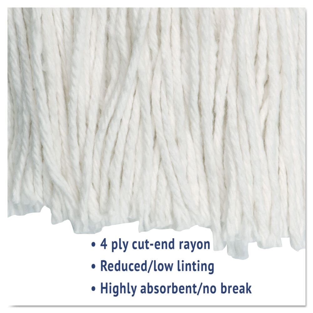 Cut-End Wet Mop Head, Rayon, No. 24, White - Image 2