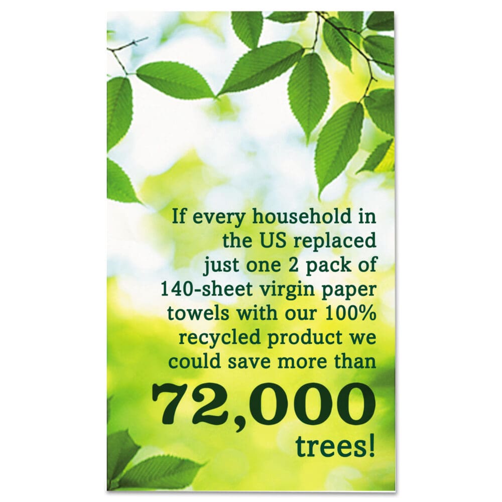 100% Recycled Paper Kitchen Towel Rolls, 2-Ply, 11 x 5.4, 140 Sheets/Roll, 6 Rolls/Pack - Image 4