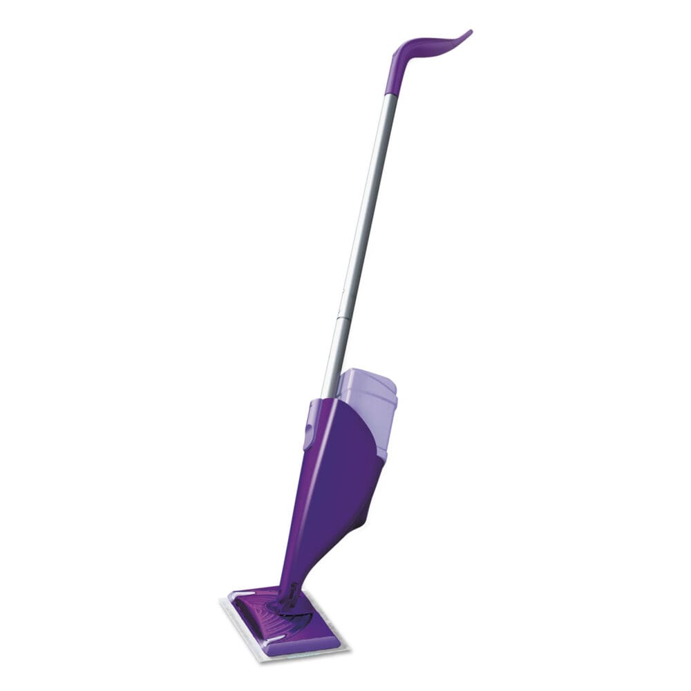 WetJet Mop, 11 x 5 White Cloth Head, 46" Purple/Silver Aluminum/Plastic Handle - Image 2