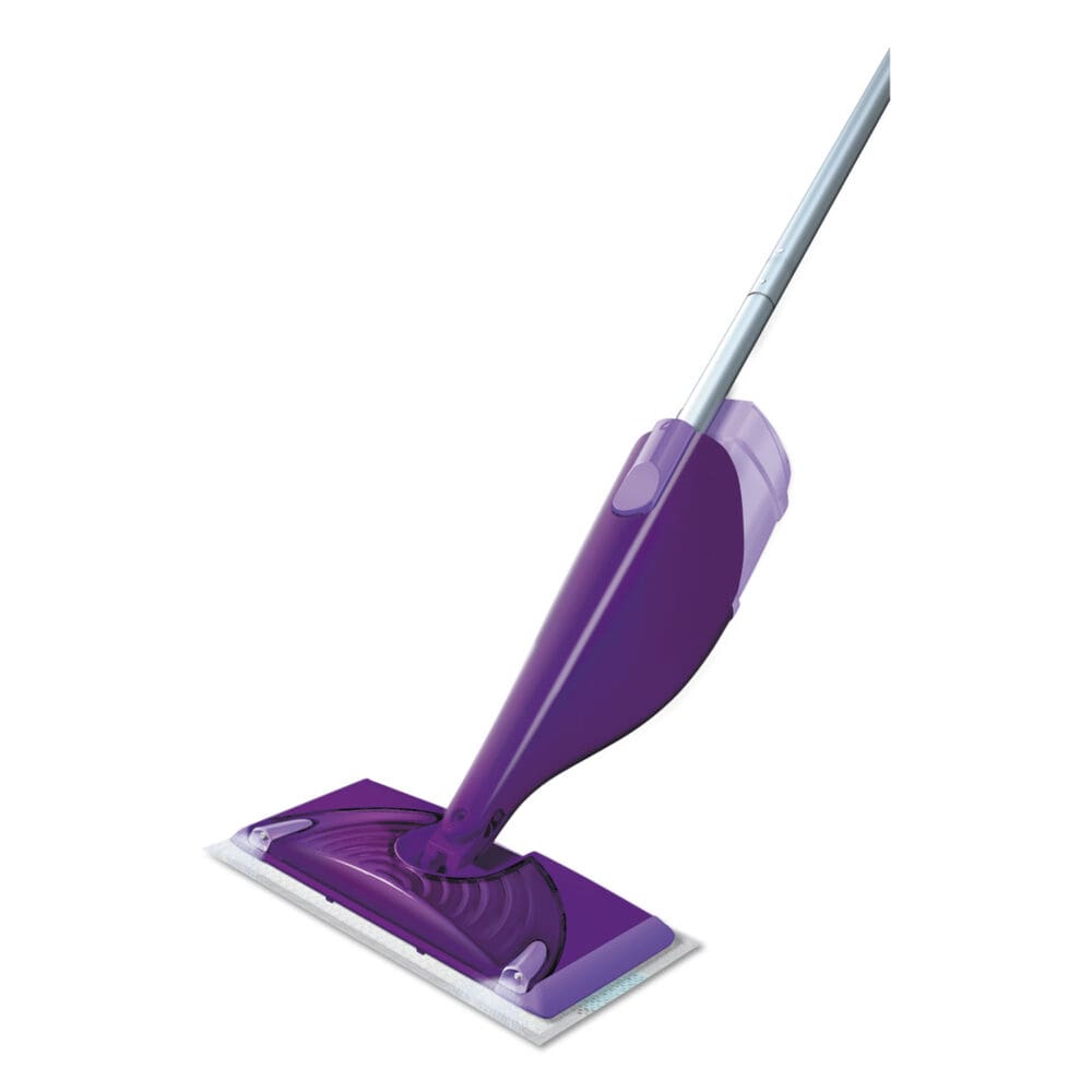 WetJet Mop, 11 x 5 White Cloth Head, 46" Purple/Silver Aluminum/Plastic Handle - Image 3