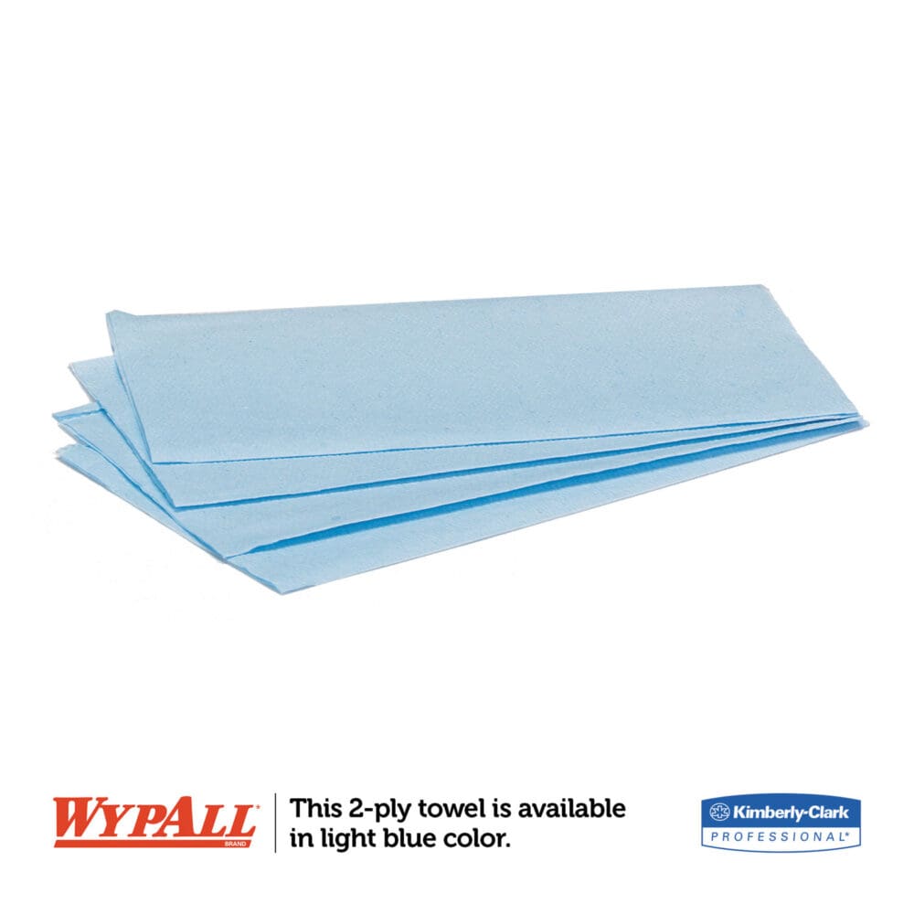 L10 Windshield Wipers, Banded, 2-Ply, 9.38 x 10.25, Light Blue, 140/Pack, 16 Packs/Carton - Image 5