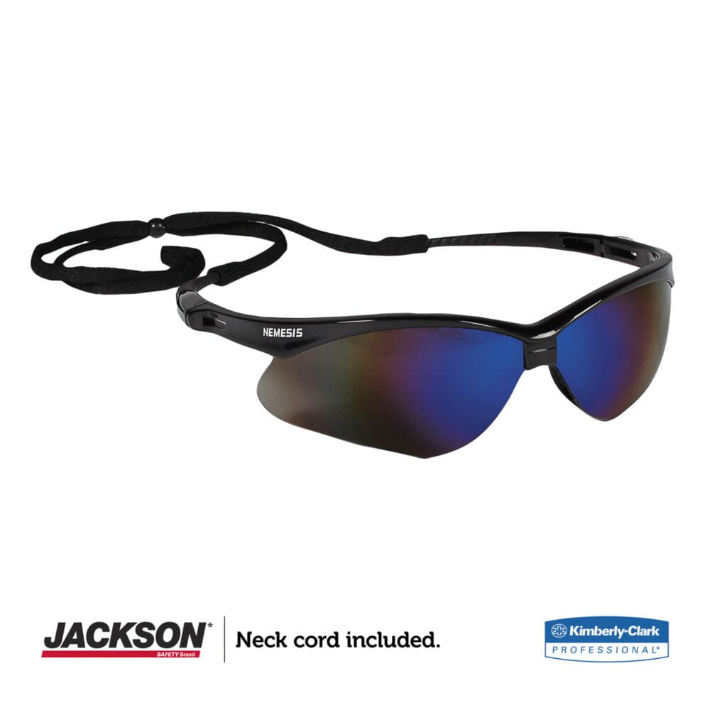 Nemesis Safety Glasses, Black Frame, Blue Mirror Lens - Image 2