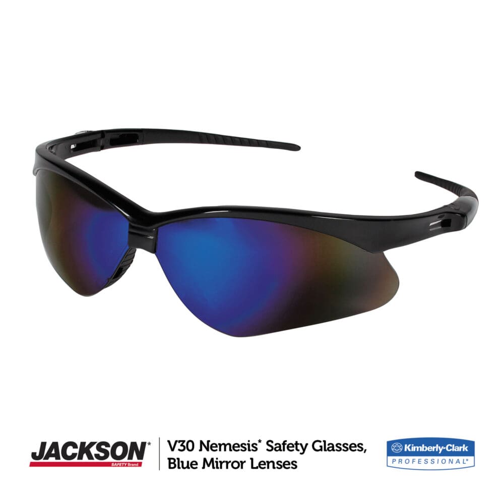 Nemesis Safety Glasses, Black Frame, Blue Mirror Lens - Image 6