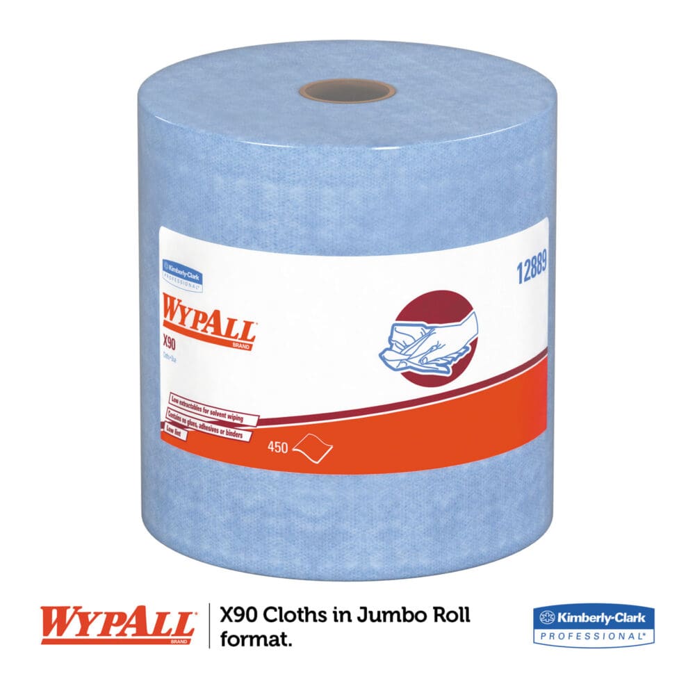 X90 Cloths, Jumbo Roll, 2-Ply, 11.1 x 13.4, Denim Blue, 450/Roll - Image 6
