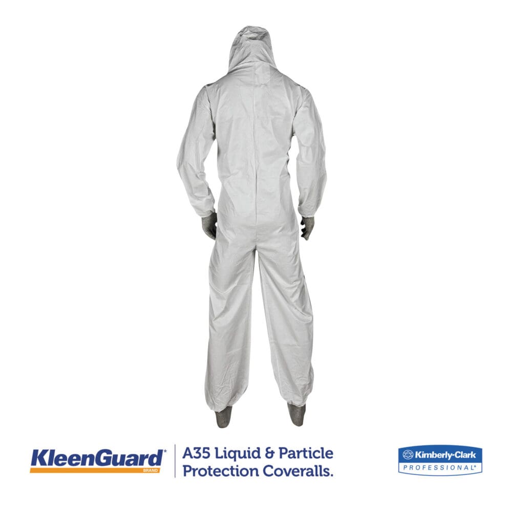 A35 Liquid and Particle Protection Coveralls, Zipper Front, Hooded, Elastic Wrists and Ankles, X-Large, White, 25/Carton - Image 6