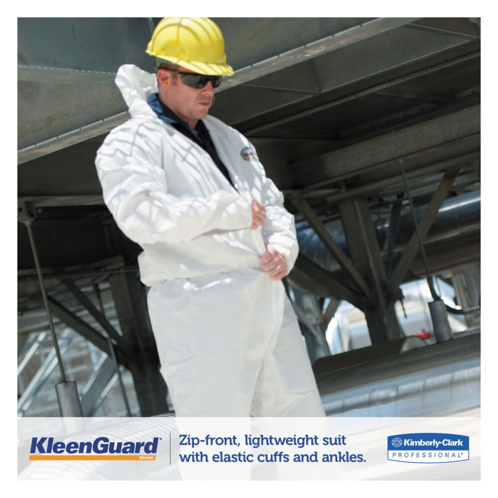 A35 Liquid and Particle Protection Coveralls, Zipper Front, Hooded, Elastic Wrists and Ankles, X-Large, White, 25/Carton - Image 4
