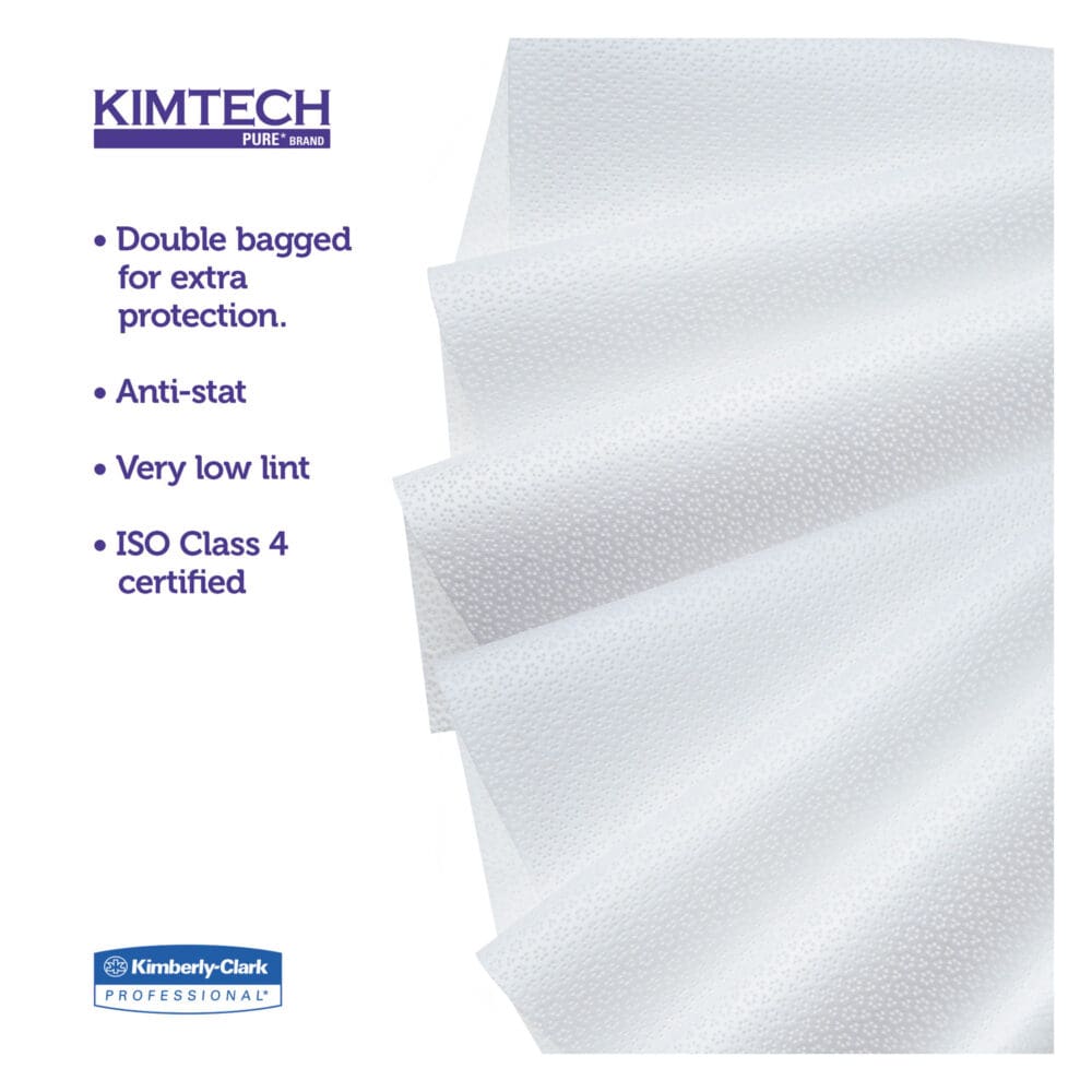 W4 Critical Task Wipers, Flat Double Bag, 12 x 12, Unscented, White, 100/Bag, 5 Bags/Carton - Image 3