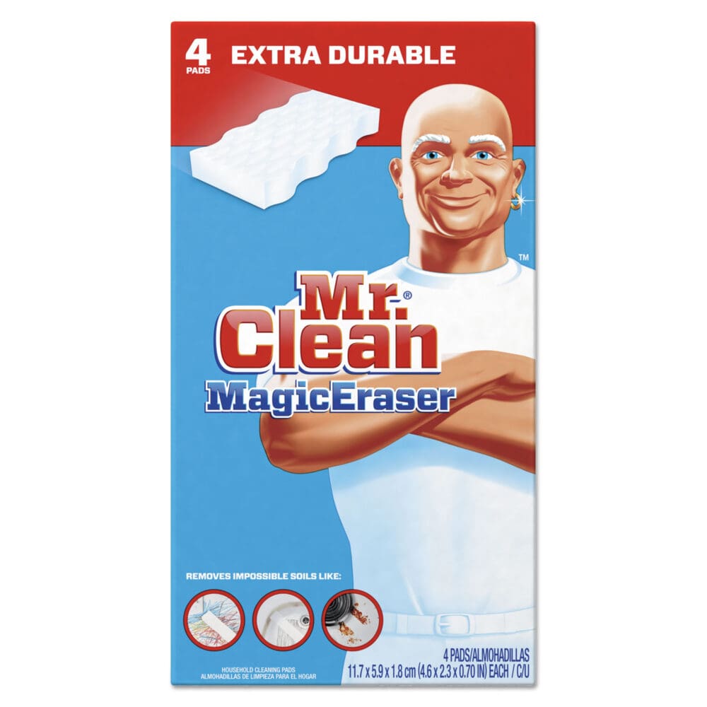 Magic Eraser Extra Durable, 4.6 x 2.4, 0.7" Thick, White, 4/Box, 8 Boxes/Carton - Image 2