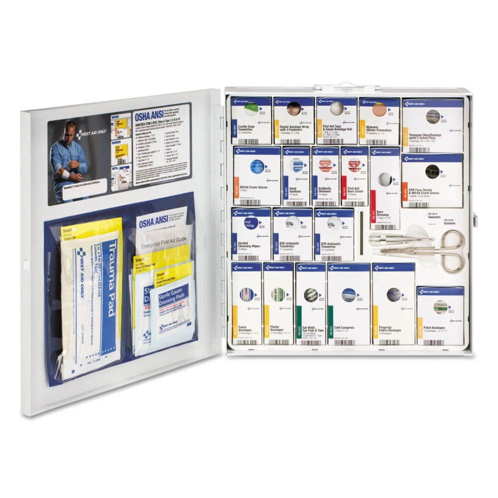 ANSI 2015 SmartCompliance General Business First Aid Station for 50 People, No Medication, 202 Pieces, Metal Case - Image 2