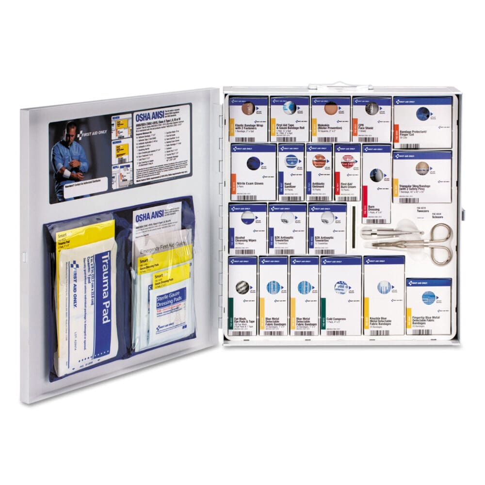 ANSI 2015 SmartCompliance Food Service First Aid Kit, w/o Medication, 50 People, 260 Pieces, Metal Case - Image 2