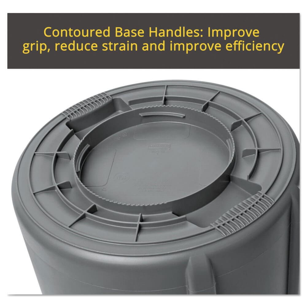 Vented Round Brute Container, 20 gal, Plastic, White - Image 3