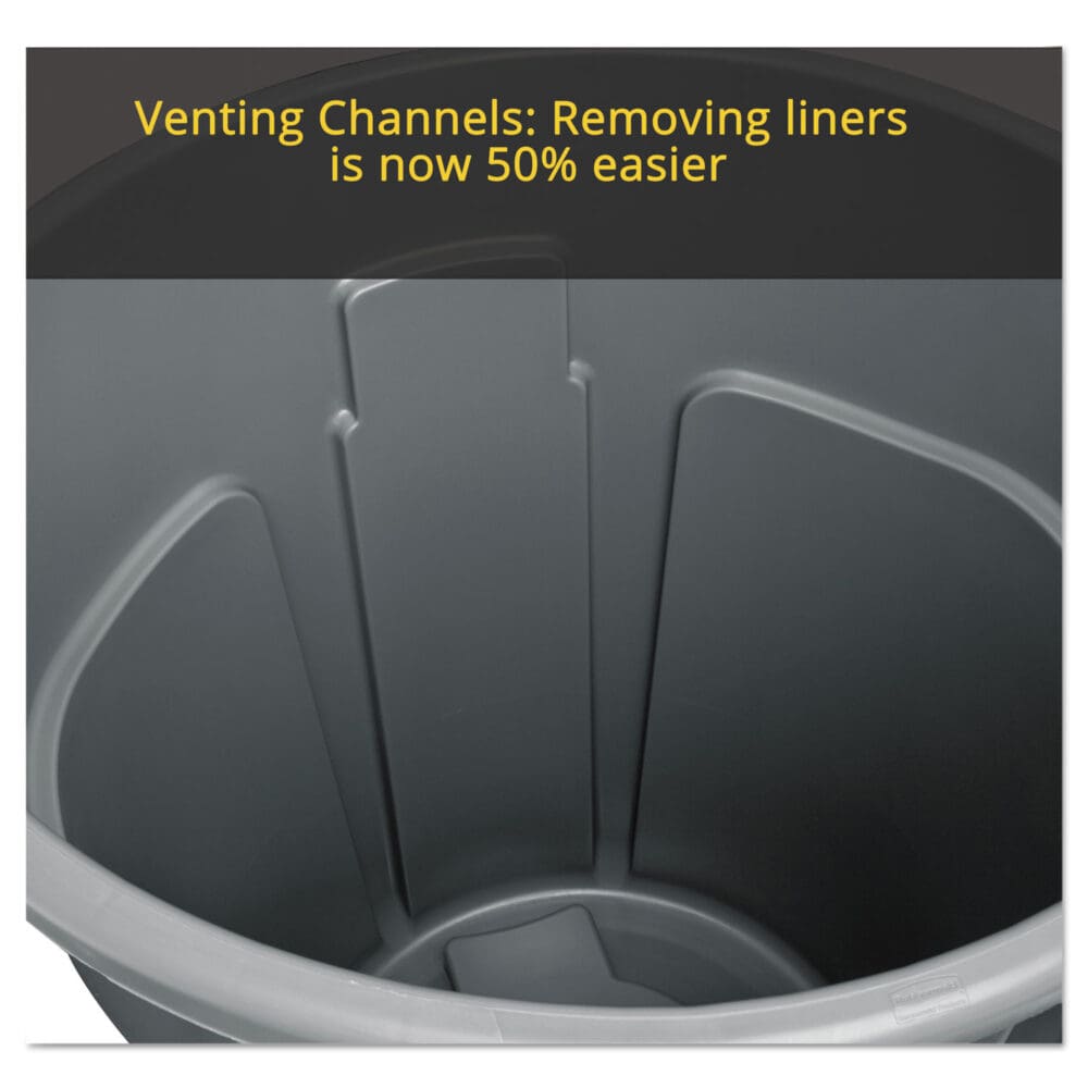 Vented Round Brute Container, 20 gal, Plastic, White - Image 2