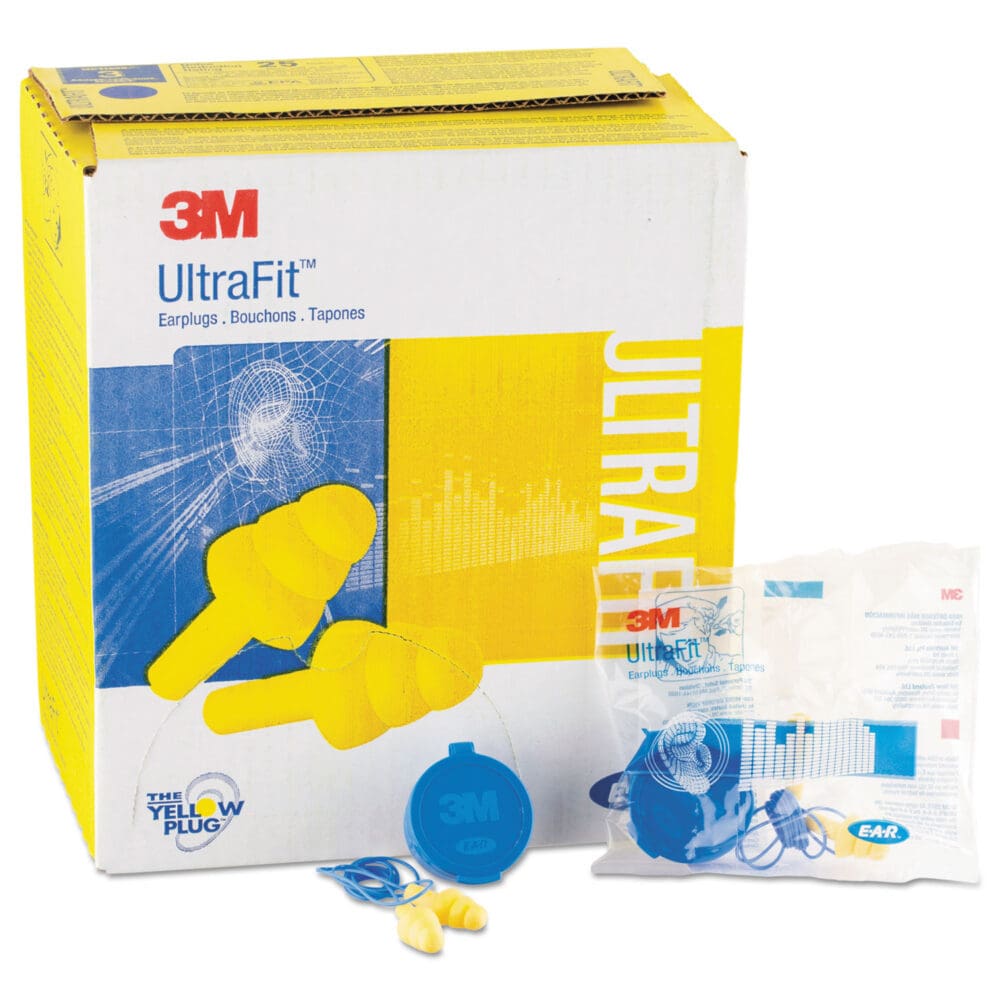 E-A-R UltraFit Multi-Use Earplugs, Corded, 25NRR, Yellow/Blue, 50 Pairs - Image 2