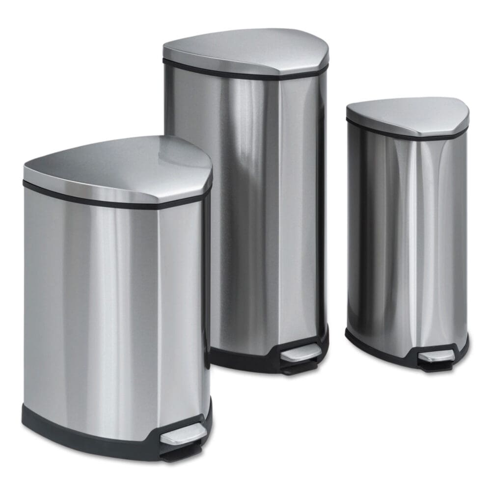 Step-On Receptacle, 4 gal, Stainless Steel, Chrome/Black - Image 2