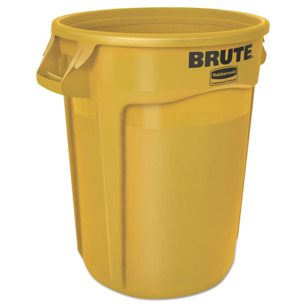 Vented Round Brute Container, 32 gal, Plastic, Yellow - Image 2