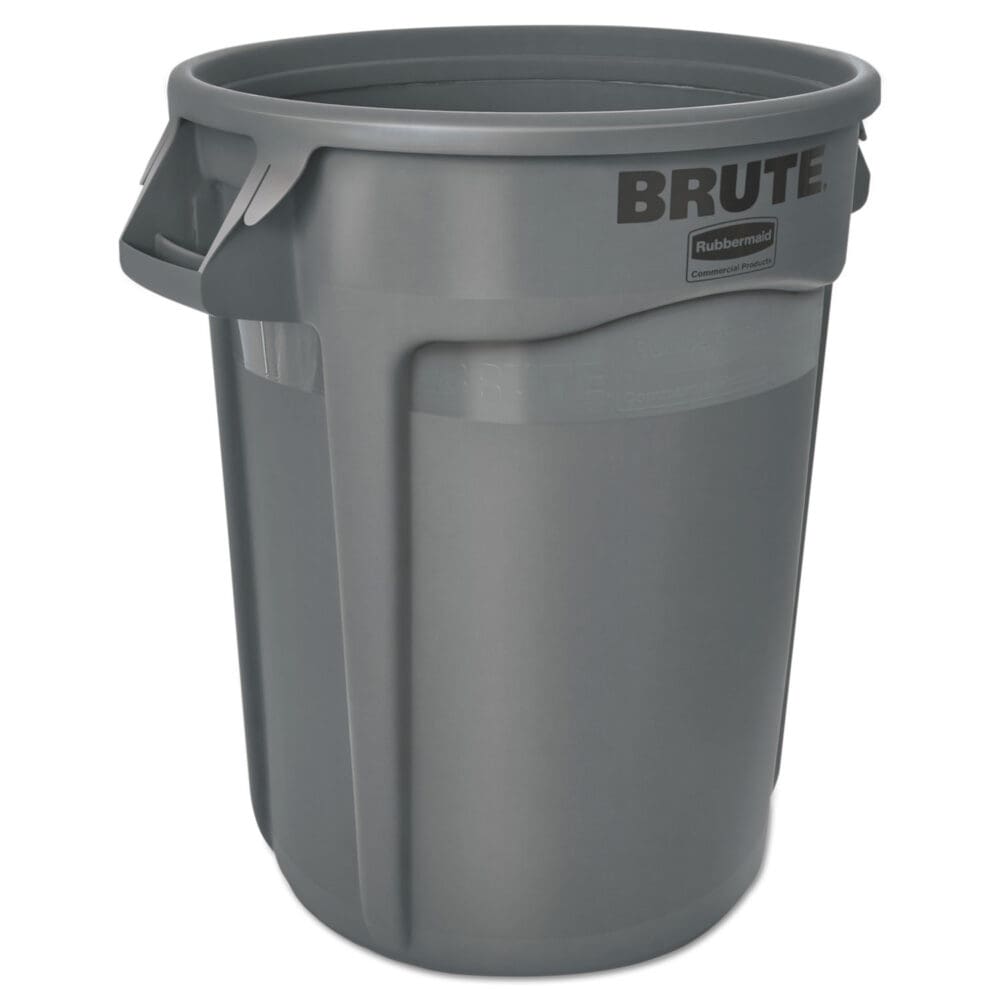 Vented Round Brute Container, 32 gal, Plastic, Gray - Image 5