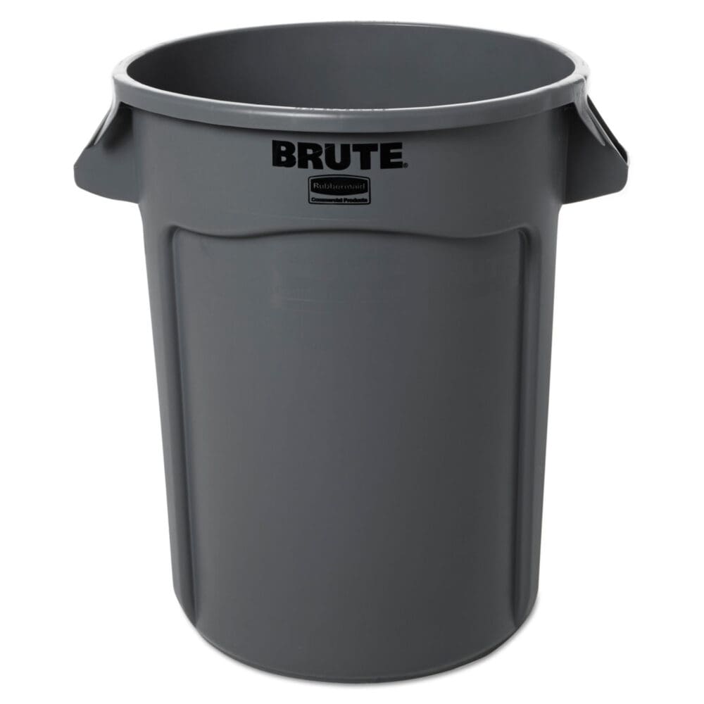 Vented Round Brute Container, 32 gal, Plastic, Gray - Image 2