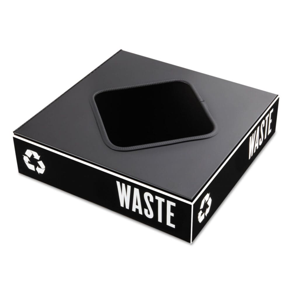 Public Square Recycling Container Lid, Square Opening, 15.25w x 15.25d x 2h, Black - Image 3