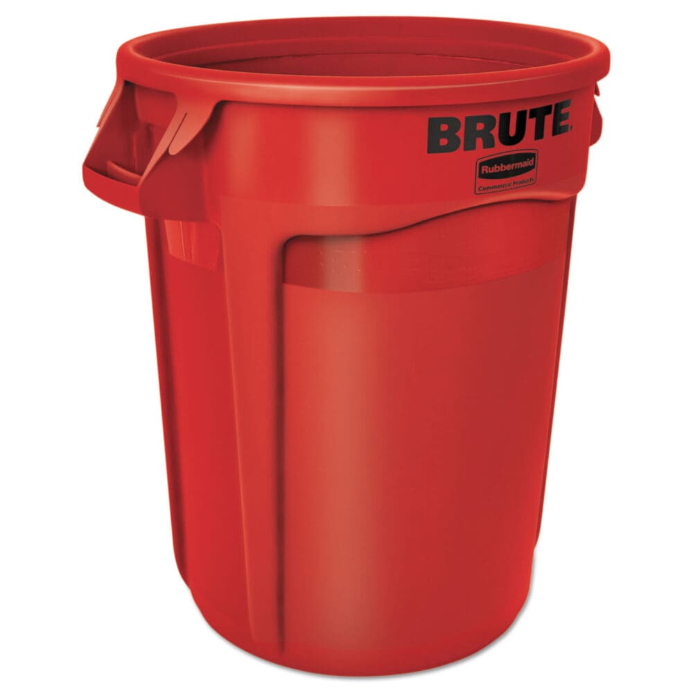 Vented Round Brute Container, 32 gal, Plastic, Red - Image 9
