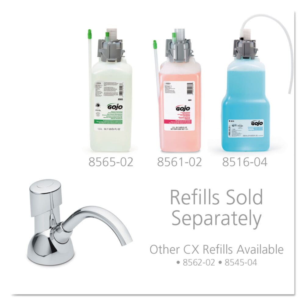 CX Counter Mount Foam Soap Dispenser, 1,500 mL/2,300 mL, 4.5 x 11.88 x 4.5, Chrome - Image 2