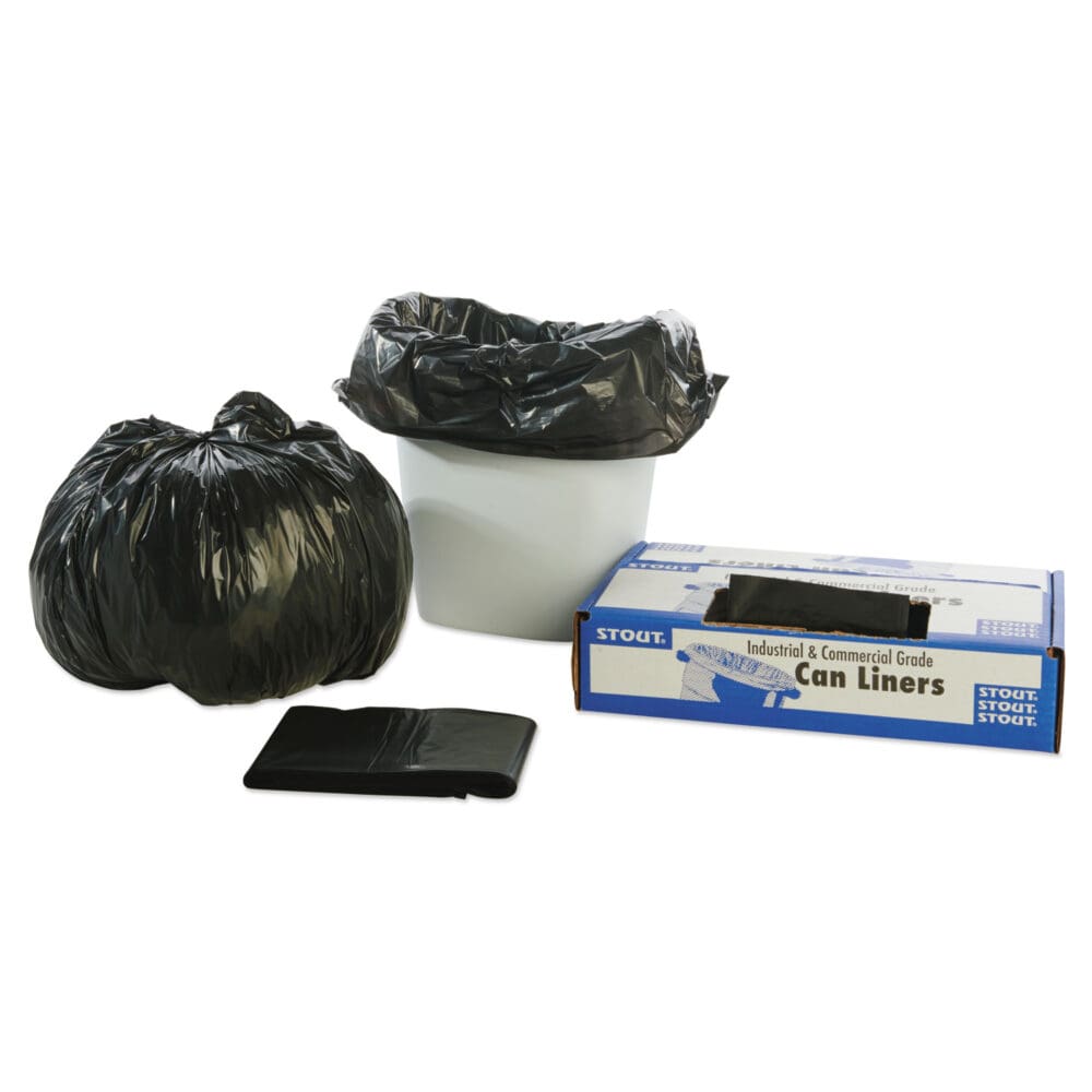Total Recycled Content Plastic Trash Bags, 10 gal, 1 mil, 24" x 24", Brown/Black, 250/Carton - Image 8