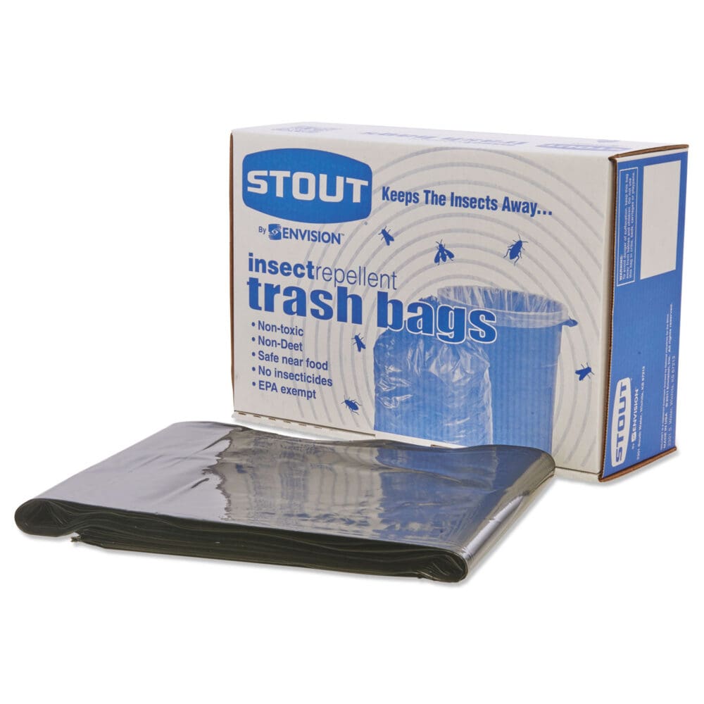 Insect-Repellent Trash Bags, 45 gal, 2 mil, 40" x 45", Black, 65/Box - Image 2