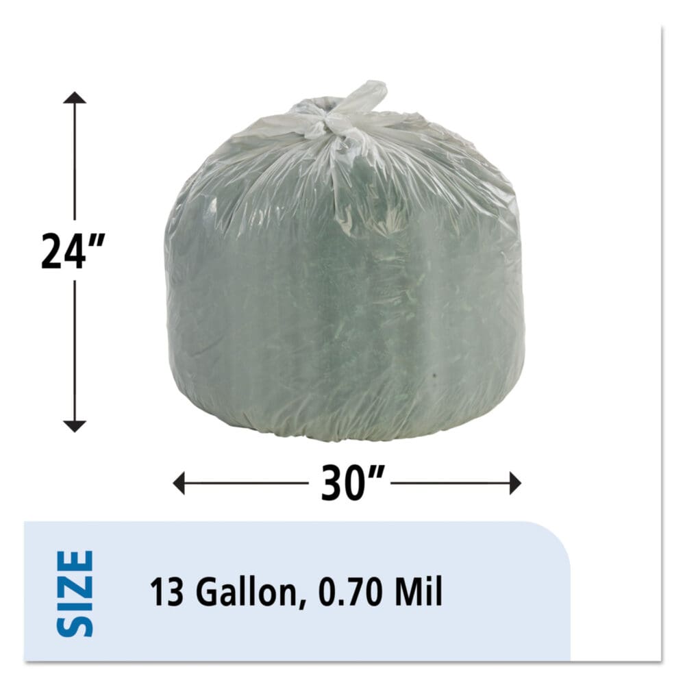 Controlled Life-Cycle Plastic Trash Bags, 13 gal, 0.7 mil, 24" x 30", White, 120/Box - Image 9