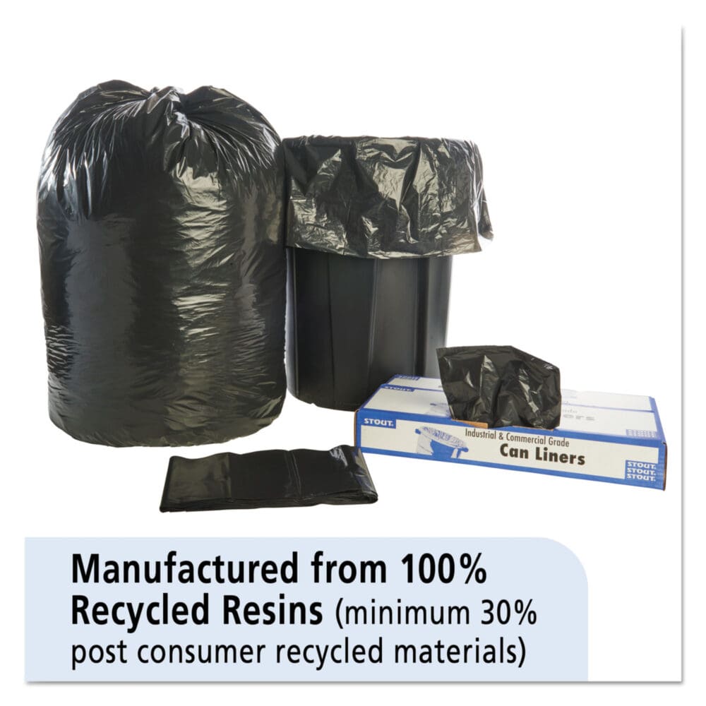 Total Recycled Content Plastic Trash Bags, 60 gal, 1.5 mil, 38" x 60", Brown/Black, 100/Carton - Image 10