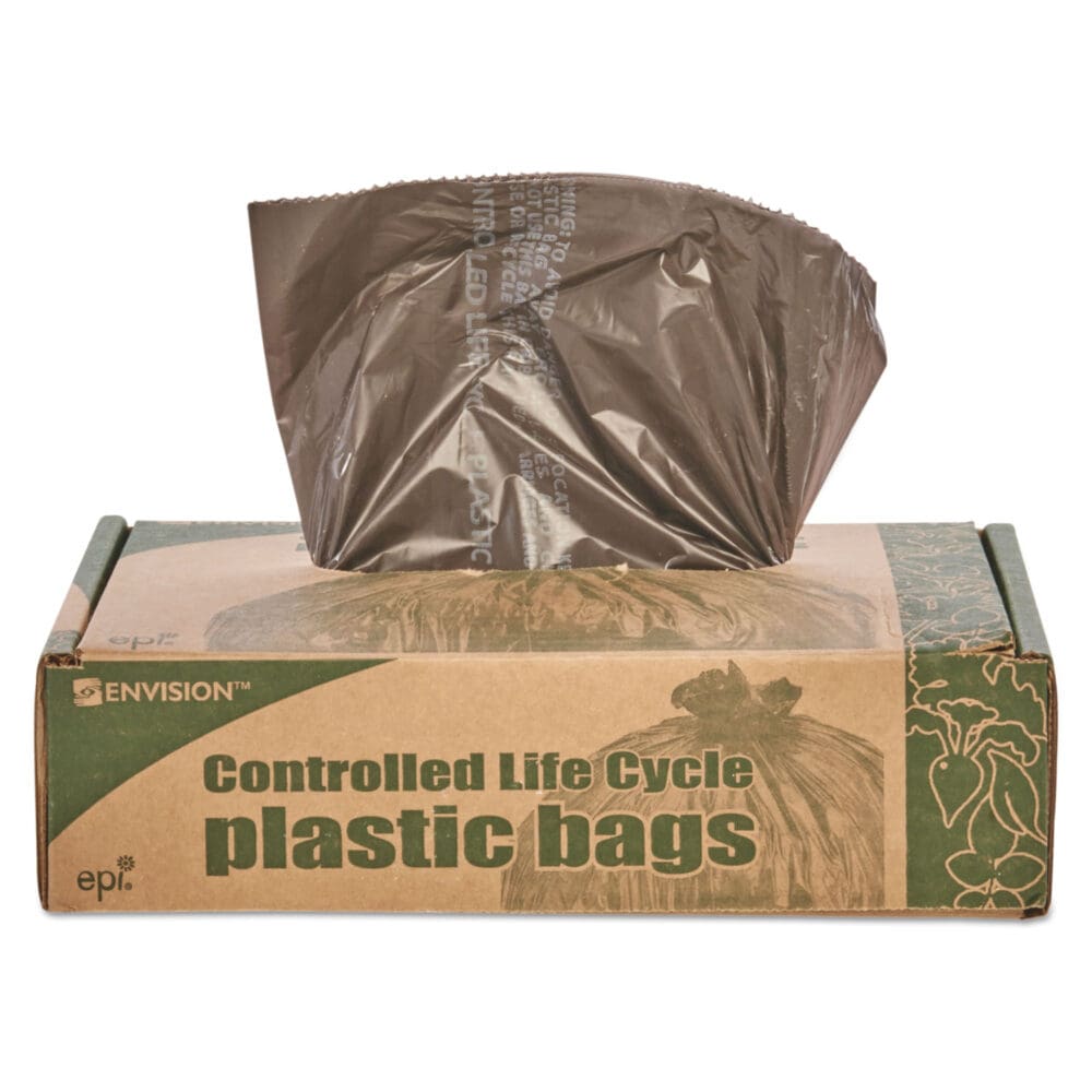 Controlled Life-Cycle Plastic Trash Bags, 30 gal, 0.8 mil, 30" x 36", Brown, 60/Box - Image 4