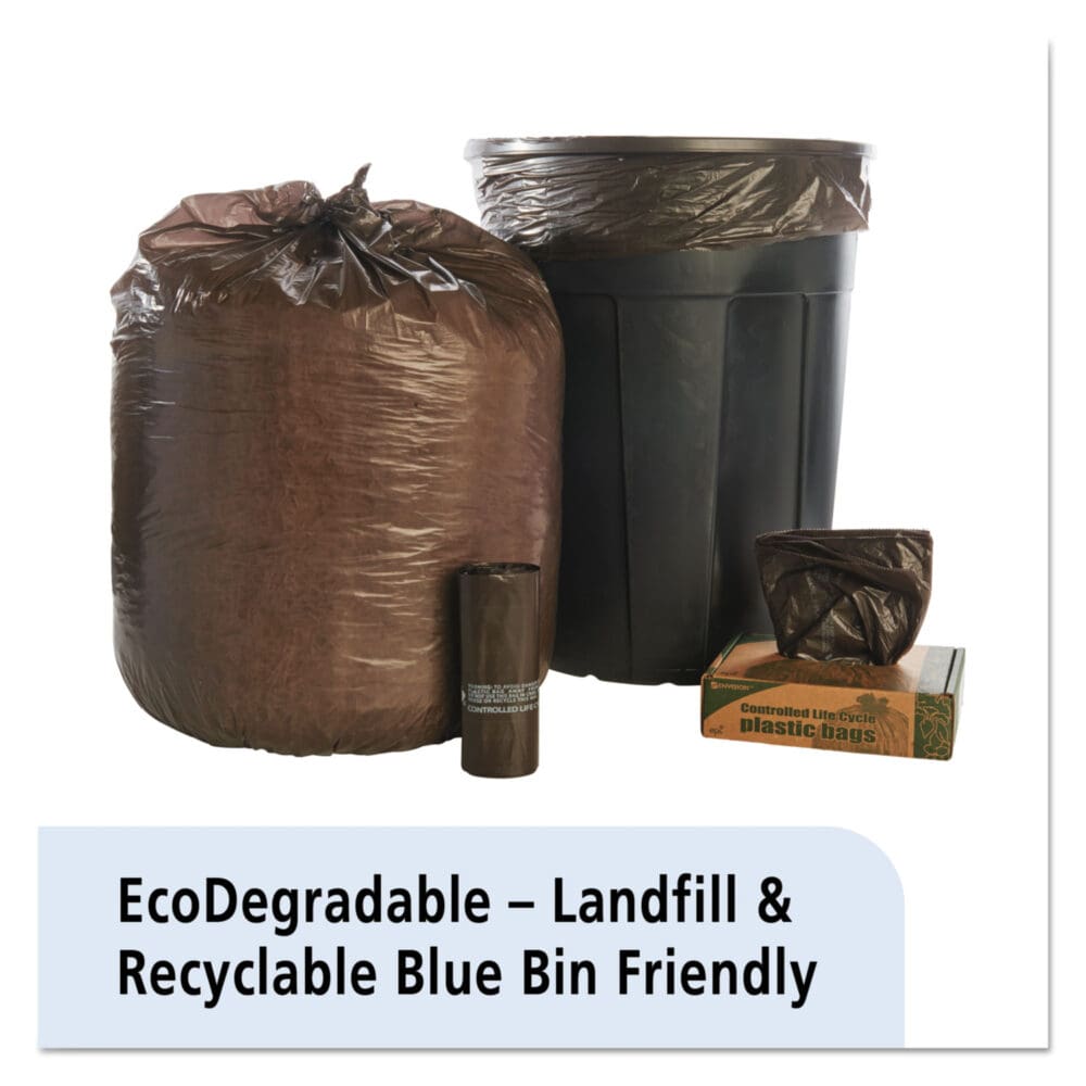 Controlled Life-Cycle Plastic Trash Bags, 30 gal, 0.8 mil, 30" x 36", Brown, 60/Box - Image 11