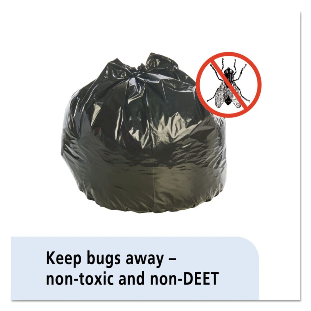 Insect-Repellent Trash Bags, 45 gal, 2 mil, 40" x 45", Black, 65/Box - Image 9
