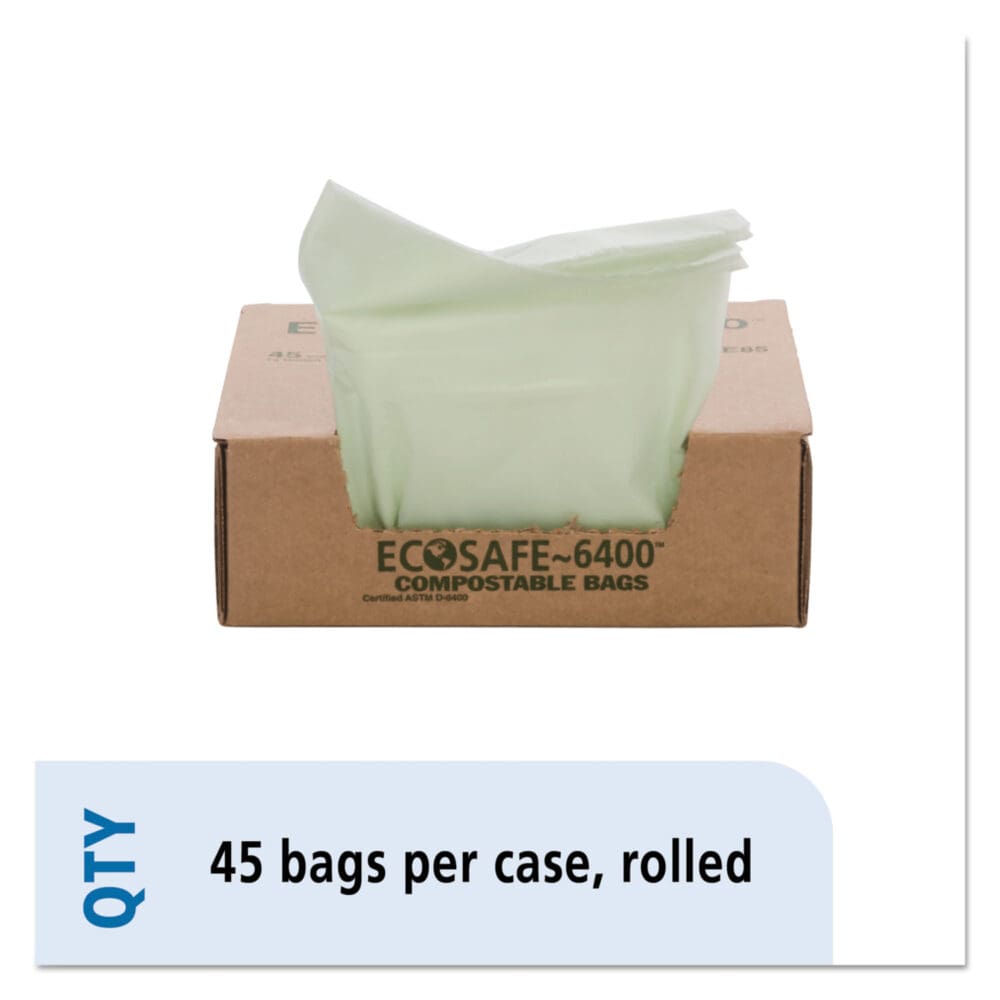 EcoSafe-6400 Bags, 13 gal, 0.85 mil, 24" x 30", Green, 45/Box - Image 8