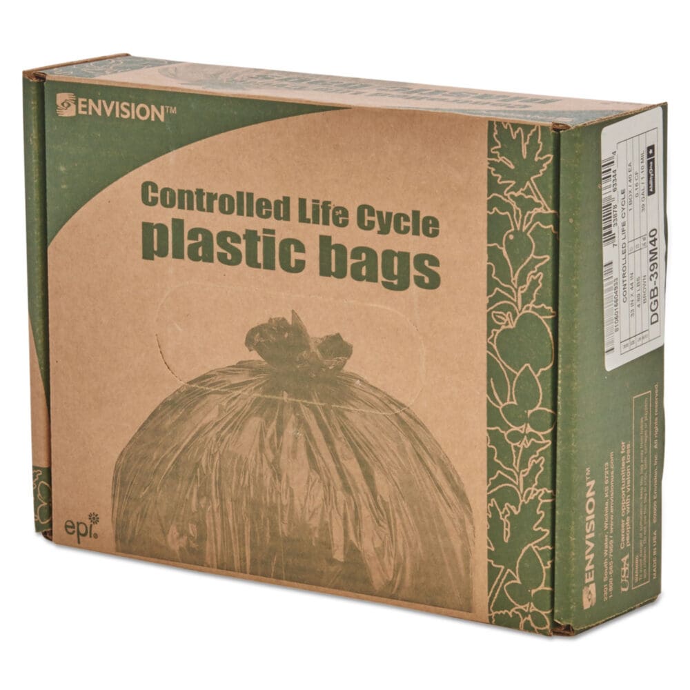 Controlled Life-Cycle Plastic Trash Bags, 39 gal, 1.1 mil, 33" x 44", Brown, 40/Box - Image 6