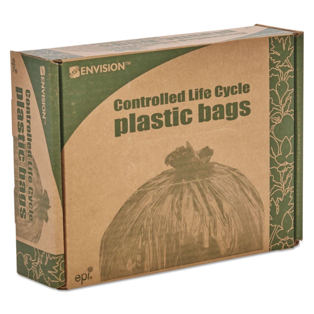 Controlled Life-Cycle Plastic Trash Bags, 39 gal, 1.1 mil, 33" x 44", Brown, 40/Box - Image 5