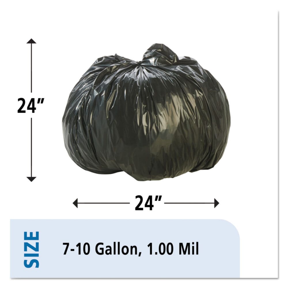 Total Recycled Content Plastic Trash Bags, 10 gal, 1 mil, 24" x 24", Brown/Black, 250/Carton - Image 9