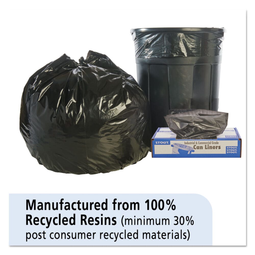 Total Recycled Content Plastic Trash Bags, 45 gal, 1.5 mil, 40" x 48", Brown/Black, 100/Carton - Image 9