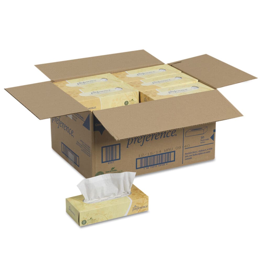 Pacific Blue Select Facial Tissue, 2-Ply, White, Flat Box, 100 Sheets/Box, 30 Boxes/Carton - Image 3