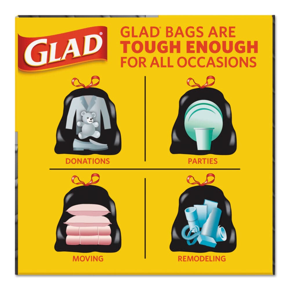 Drawstring Large Trash Bags, 30 gal, 1.05 mil, 30" x 33", Black, 15/Box - Image 5