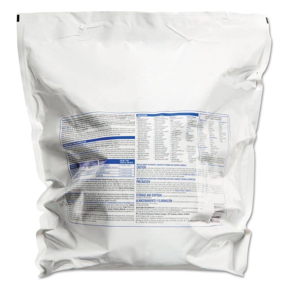 Bleach Germicidal Wipes, 1-Ply, 12 x 12, Unscented, White, 110/Refill, 2 Refills/Carton - Image 2
