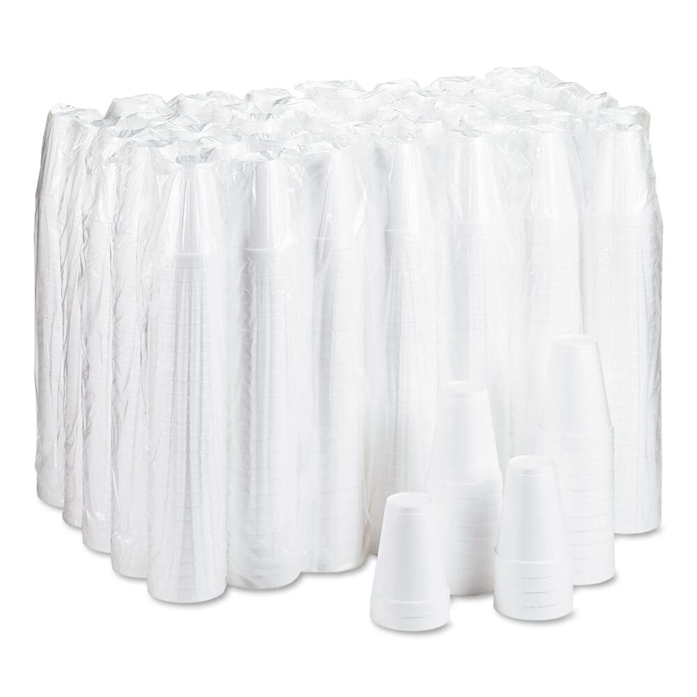 Foam Drink Cups, 12 oz, White, 25/Bag, 40 Bags/Carton - Image 4
