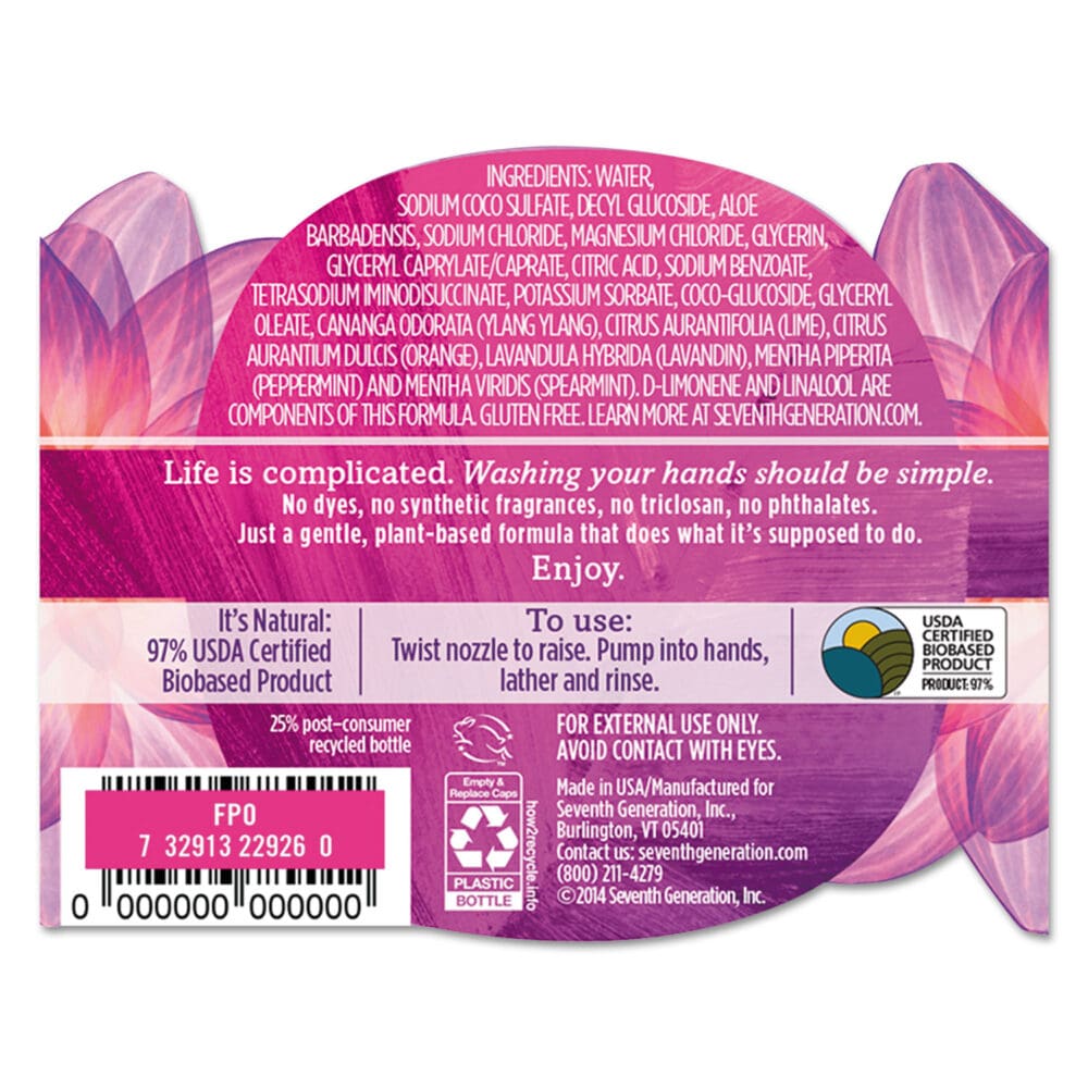 Natural Hand Wash, Lavender Flower and Mint, 12 oz Pump Bottle, 8/Carton - Image 4