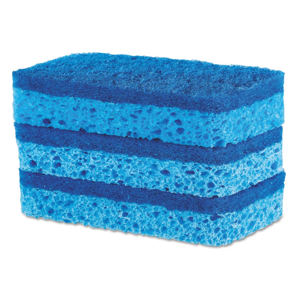 All Surface Scrubber Sponge, 2.5 x 4.5, 0.9" Thick, Dark Blue, 3/Pack, 8 Packs/Carton - Image 5