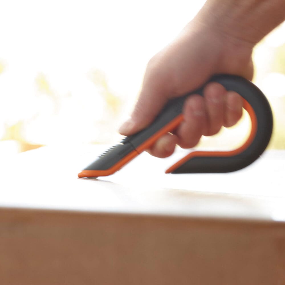 Box Cutters, Double Sided, Replaceable, 1.29" Carbon Steel Blade, 7" Nylon Handle, Gray/Orange - Image 2