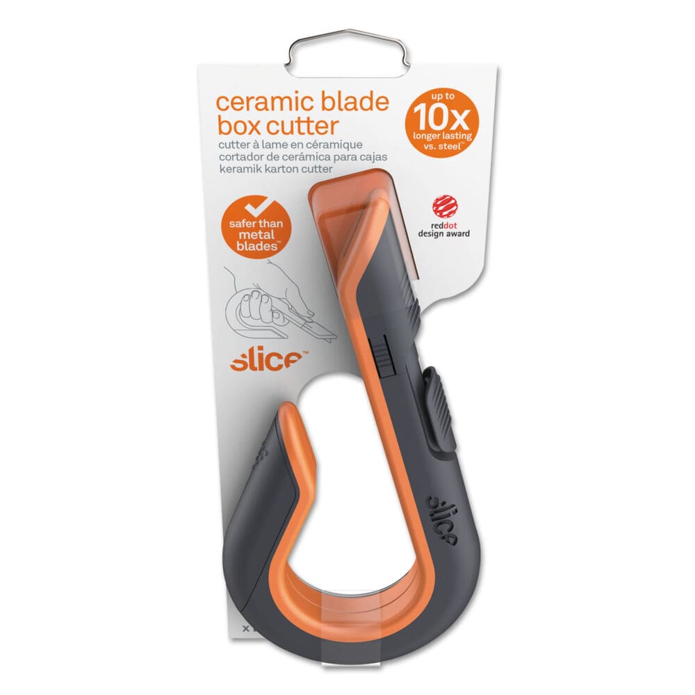 Box Cutters, Double Sided, Replaceable, 1.29" Carbon Steel Blade, 7" Nylon Handle, Gray/Orange - Image 6