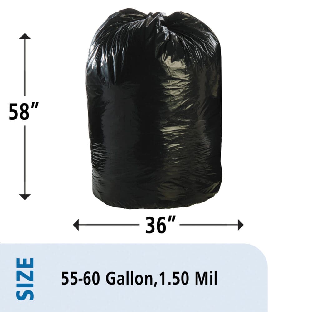 Total Recycled Content Plastic Trash Bags, 60 gal, 1.5 mil, 36" x 58", Brown/Black, 100/Carton - Image 4