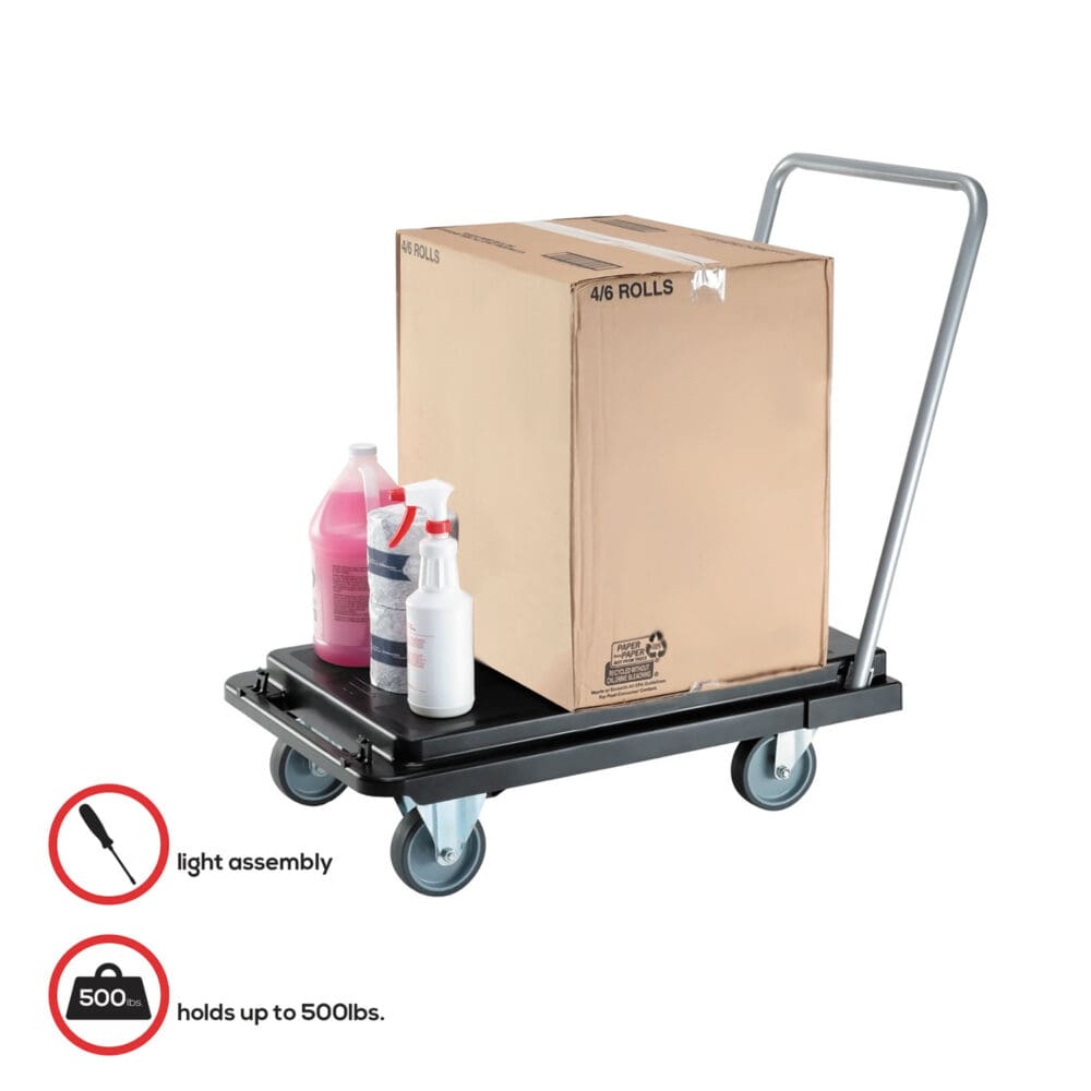 Heavy-Duty Platform Cart, 300 lb Capacity, 21 x 32.5 x 37.5, Black - Image 2