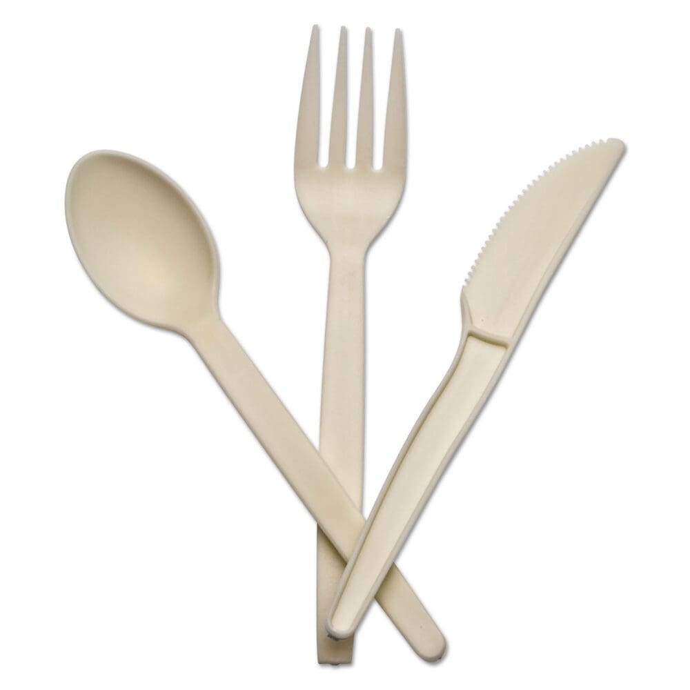 Corn Starch Cutlery, Spoon, White, 100/Pack - Image 4