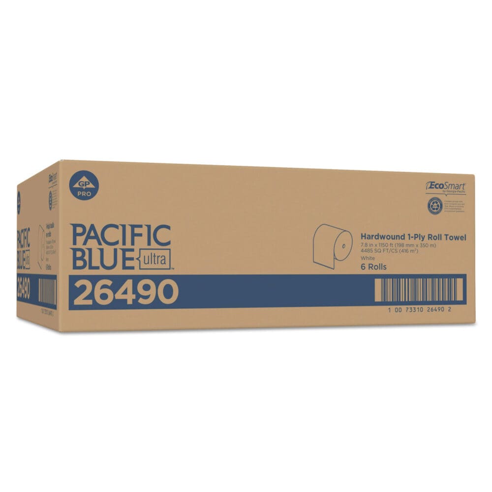Pacific Blue Ultra Paper Towels, 1-Ply, 7.87" x 1,150 ft, White, 6 Rolls/Carton - Image 2